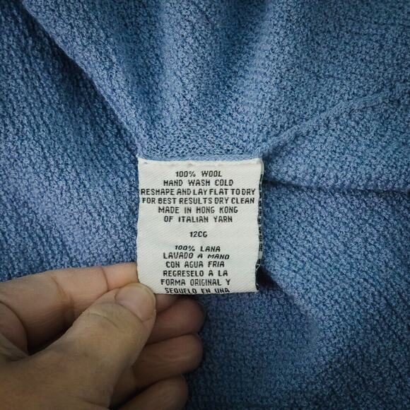 Eileen Fisher Size Large L Blue Long Sleeve Crop Boxy Wool Cardigan Sweater - Picture 5 of 6